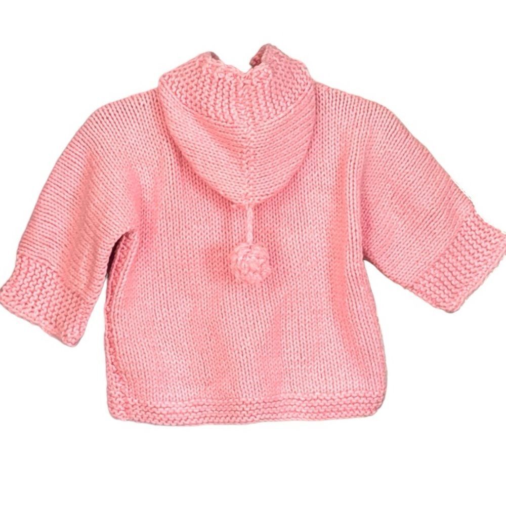 Handmade Pink Infant Girls Cable Knit Hand Made Hoodie Sweater Tassels 18-24M - Picture 2 of 11